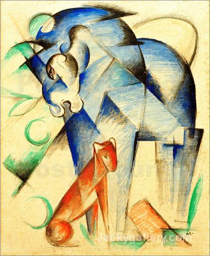 Mythical Creatures (Blue Horse and Red Dog) by Franz Marc paintings reproduction